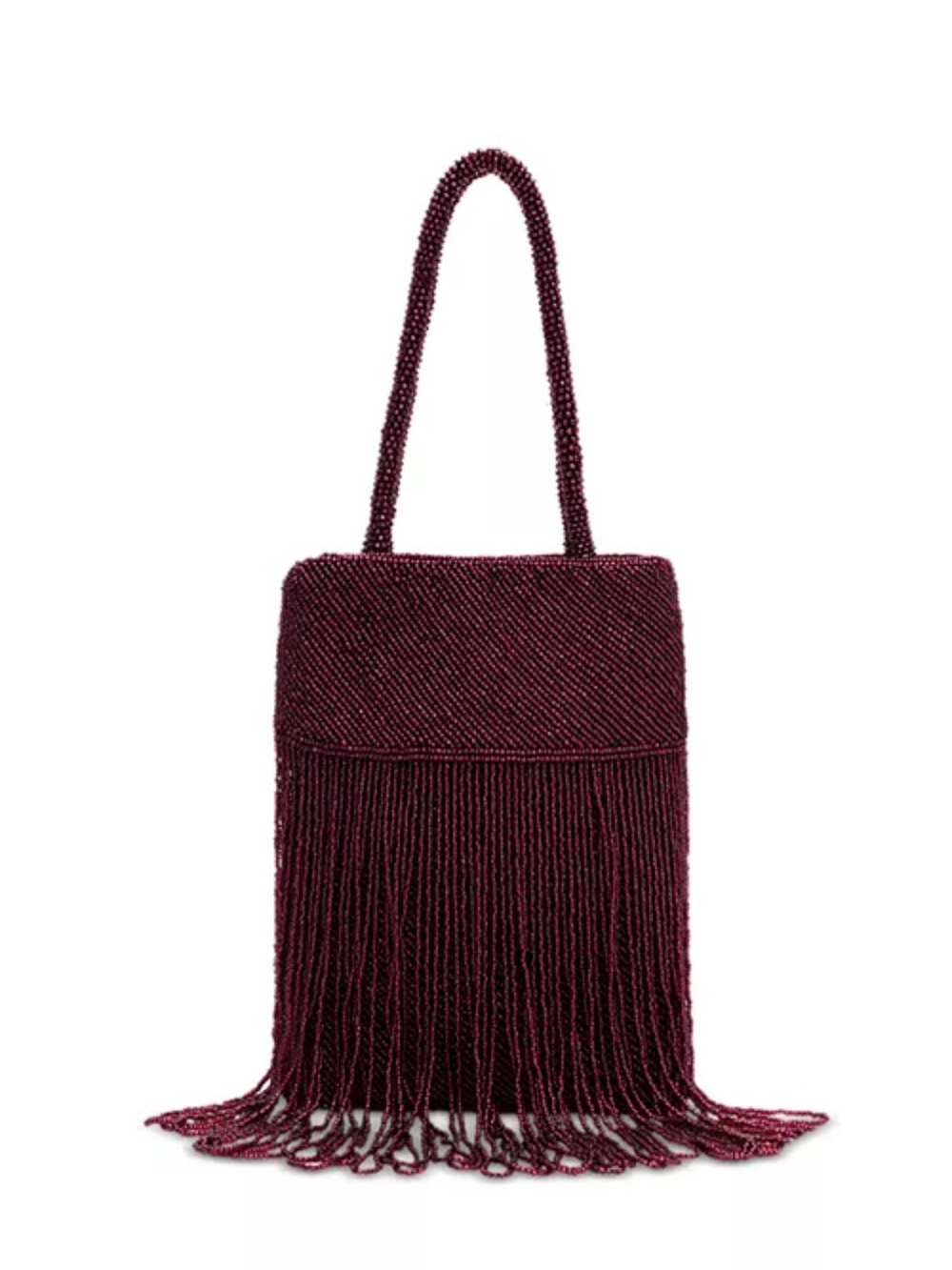 Reformation Valentina Mini Beaded Fringe Bag "Burgundy Beaded" NWOT - Picture 4 of 6